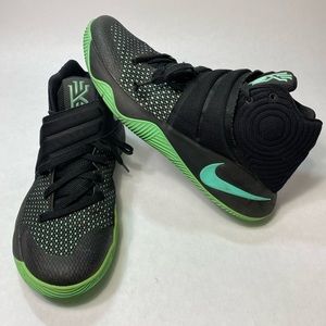 Nike Kyrie 2 Black Green Glow Men’s Basketball High Top Athletic Sneakers, 9.5